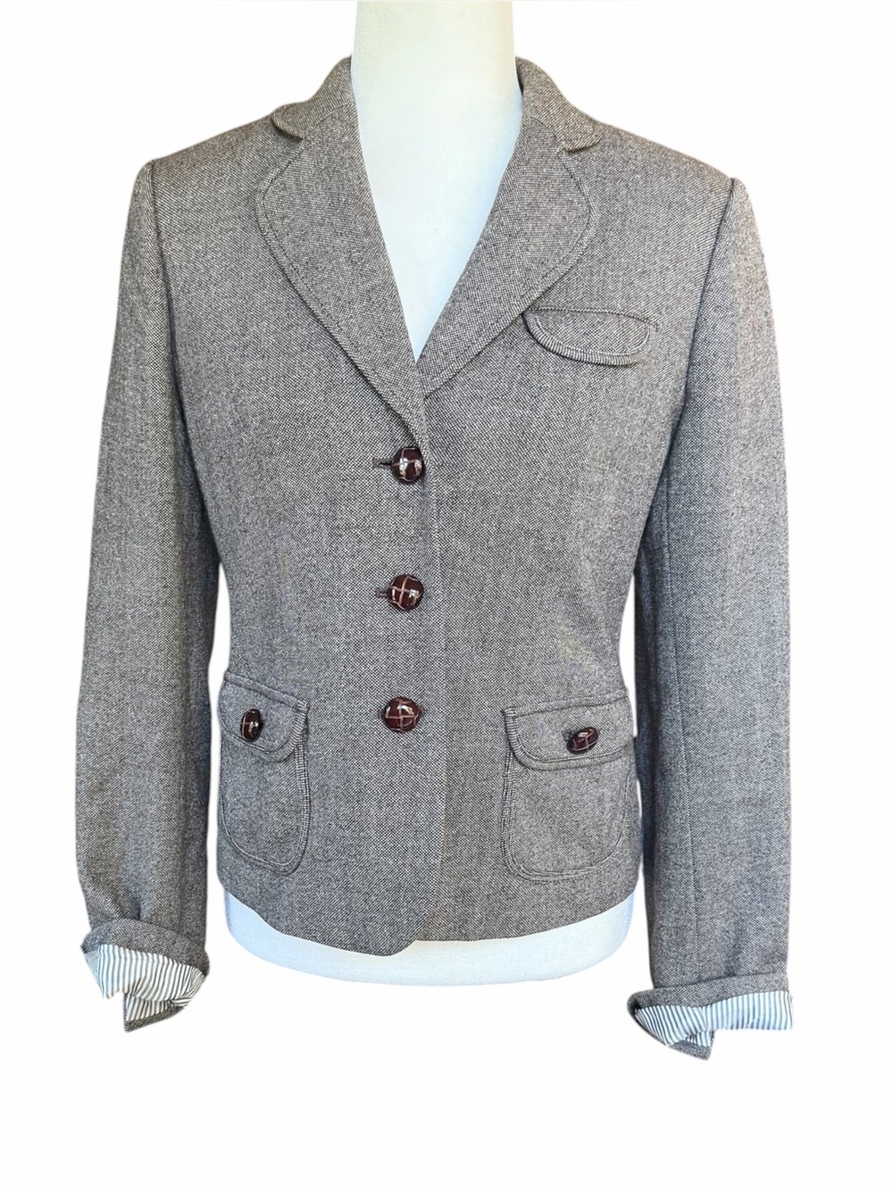 Banana Republic Wool Blend Gray Blazer Jacket Size 8